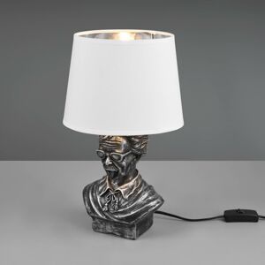 Stolová lampa Albert tvar busty, strieborná/biela