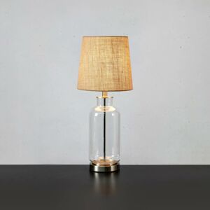 Stolová lampa Costero, priehľadná/prírodná, 61,5cm