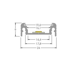 BRUMBERG profil výška 9 mm dĺžka 2 m hliník