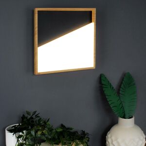 Nástenné svietidlo Vista LED, čierna farba/svetlé drevo, 30 x 30 cm