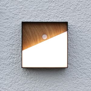 Nabíjacie nástenné svietidlo Meg LED, farba dreva, 15 x 15 cm, senzor