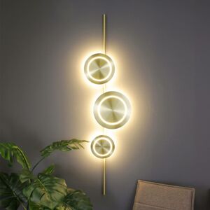 LED nástenné svietidlo Planetárium, zlatá farba, výška 120 cm, 3 svetlá.