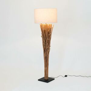 Stojacia lampa Palmaria, farba dreva/béžová, výška 177 cm, drevo