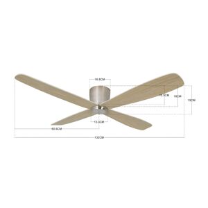 Stropný ventilátor Fraser, DC, tichý, Ø 132 cm, chróm/drevo