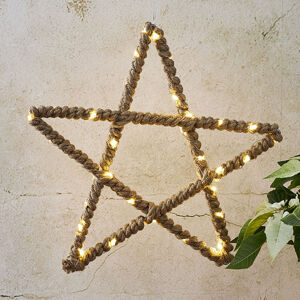 LED dekoračná hviezda Jutta, jutové lano