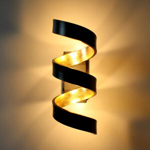 Nástenné LED svietidlo Helix, čierno-zlaté, 26 cm