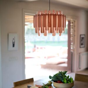 LZF Maruja drevená závesná lampa, ružová