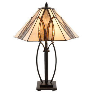 Stolná lampa 5913 s hnedým skleneným tienidlom