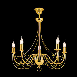 Visiaci luster Retro, päť-plameňový, 75 cm, zlatý