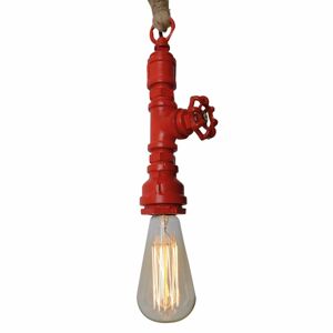Závesná lampa Vintage s konopným lanom červená