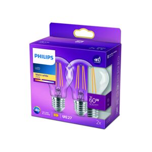 Philips LED žiarovka E27 2 700K filament číra 2 ks