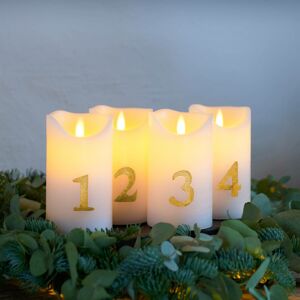 LED sviečka Sara Advent 4 ks 12,5 cm biela/zlatá