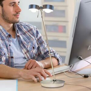 Stolná LED lampa Puk Table Twin nikel matný