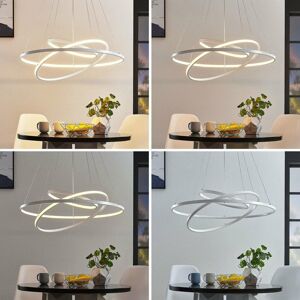 LED závesná lampa Ezana s tromi kruhmi, biela