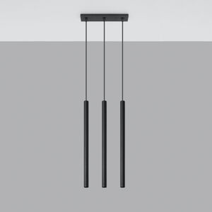 Závesná lampa Thin, čierna, 3-pl., lineárna