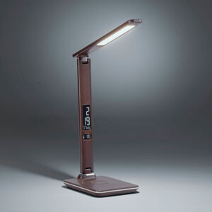 Stolná LED lampa Adriano, CCT, stmievateľná, hnedá