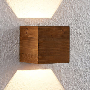 Lindby Benicio drevené nástenné LED, hranaté 11 cm
