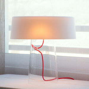 Prandina Glam stolová lampa 36 cm číra/biela
